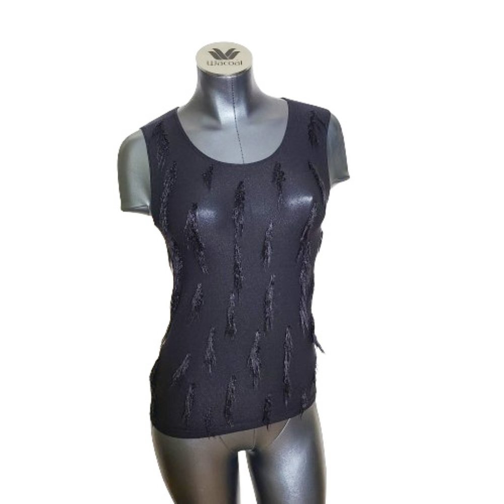 WOLFORD AUSTRIA PAILETTE EMBELISHED SLEEVELESS BLOUSE / TOP